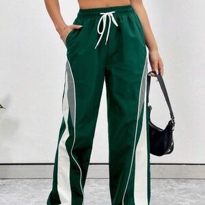 SHEIN StreetHX Green Drawstring Colorblock Trackpants